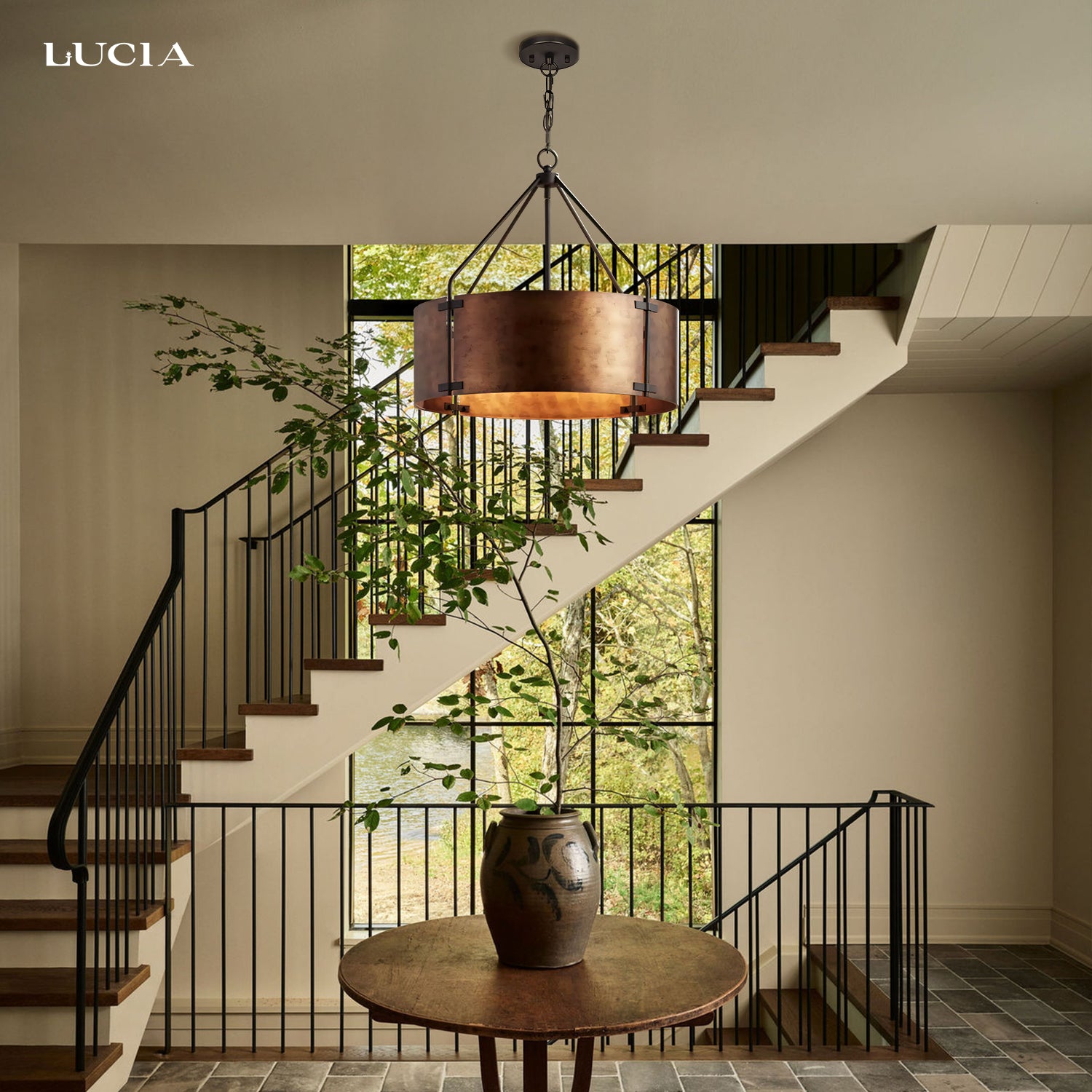 Suspension industrielle en bronze rustique avec abat-jour tambour (2).webp__PID:c798c7ee-9904-4d5c-b5ff-9de921ae6bd0