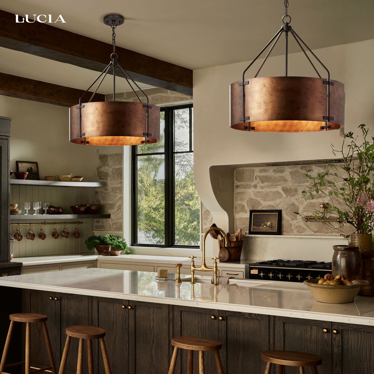 Suspension industrielle en bronze rustique avec abat-jour tambour (3).webp__PID:98c7ee99-04fd-4c35-bf9d-e921ae6bd0da