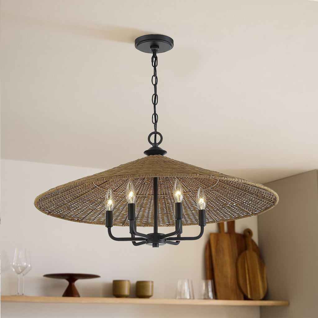 American Country Schwarze 6-flammige Rattan-Kegel-Pendelleuchte (1) (1).webp__PID:6d8da240-697a-4b0d-8ec5-97931304df1d