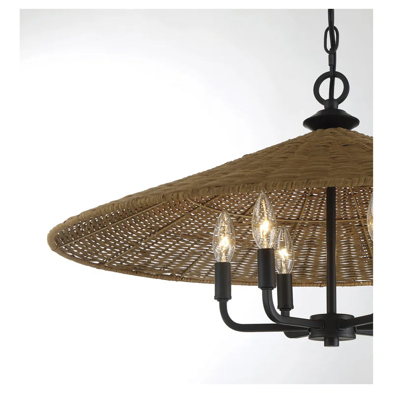 American Country Schwarze 6-flammige Rattan-Kegel-Pendelleuchte (3).webp__PID:a240697a-8b0d-4ec5-9793-1304df1d4d3a