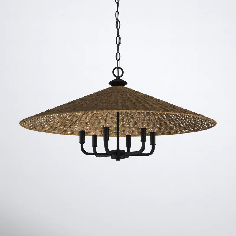 American Country Schwarze 6-flammige Rattan-Kegel-Pendelleuchte (4).webp__PID:697a8b0d-8ec5-4793-9304-df1d4d3af510