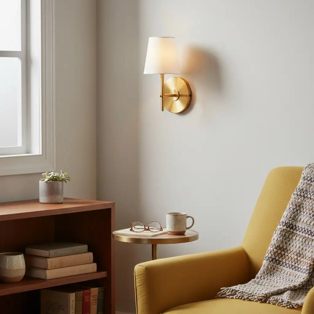 Kaelis Mid-Century Fabric Brass Wall Sconce13.webp__PID:29a19518-6d21-400b-a2cc-fb7d960e75da