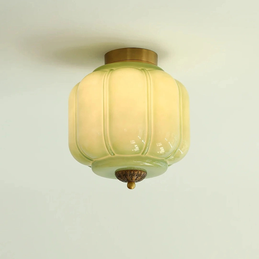 Karen Vintage Cream Glass Lantern Ceiling Light green on.webp__PID:a618a513-43a6-4370-9230-e1329288a363