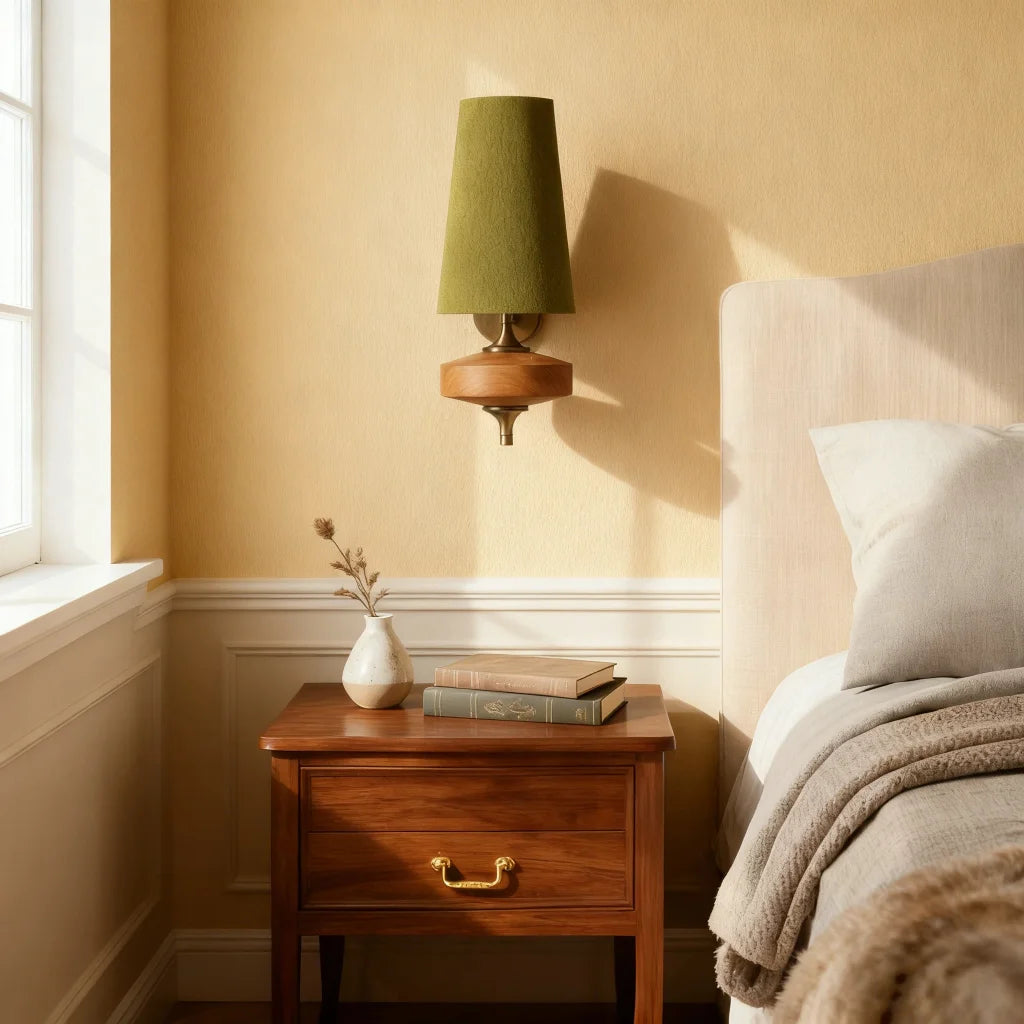 Kaelen Vintage Fabric Tapered Accent Wall Sconce grün 2.webp__PID:688b2ea2-6ed9-4d97-bc14-84adcd636a5d