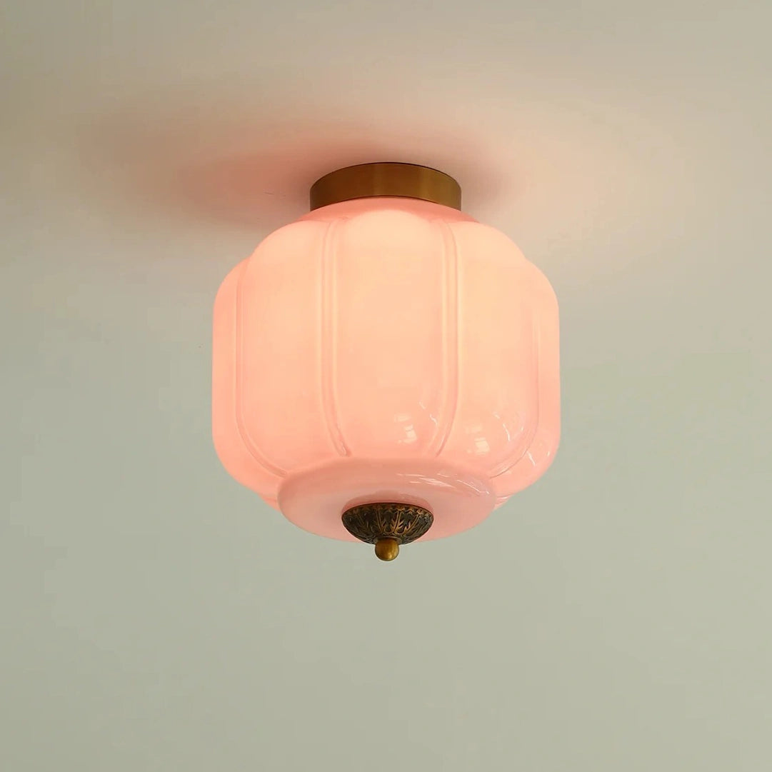 Karen Vintage Cream Glass Lantern Ceiling Light pink on.webp__PID:43a66370-d230-4132-9288-a363fbad9eb9