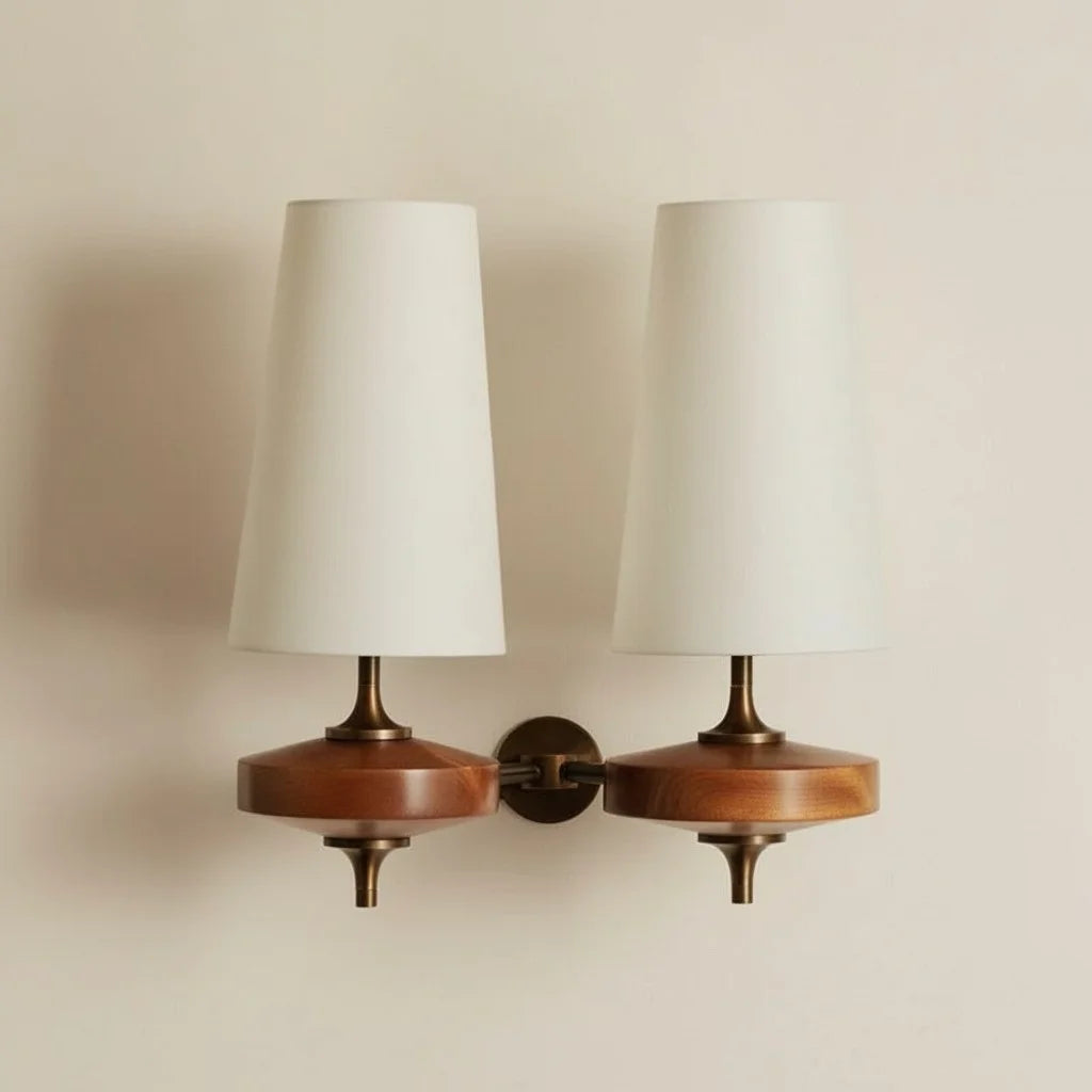 Kaelen Vintage Fabric Tapered Accent Wall Sconce 2heads weiß sku.webp__PID:a6541387-c5f5-45b2-bc05-9c848ba541ec