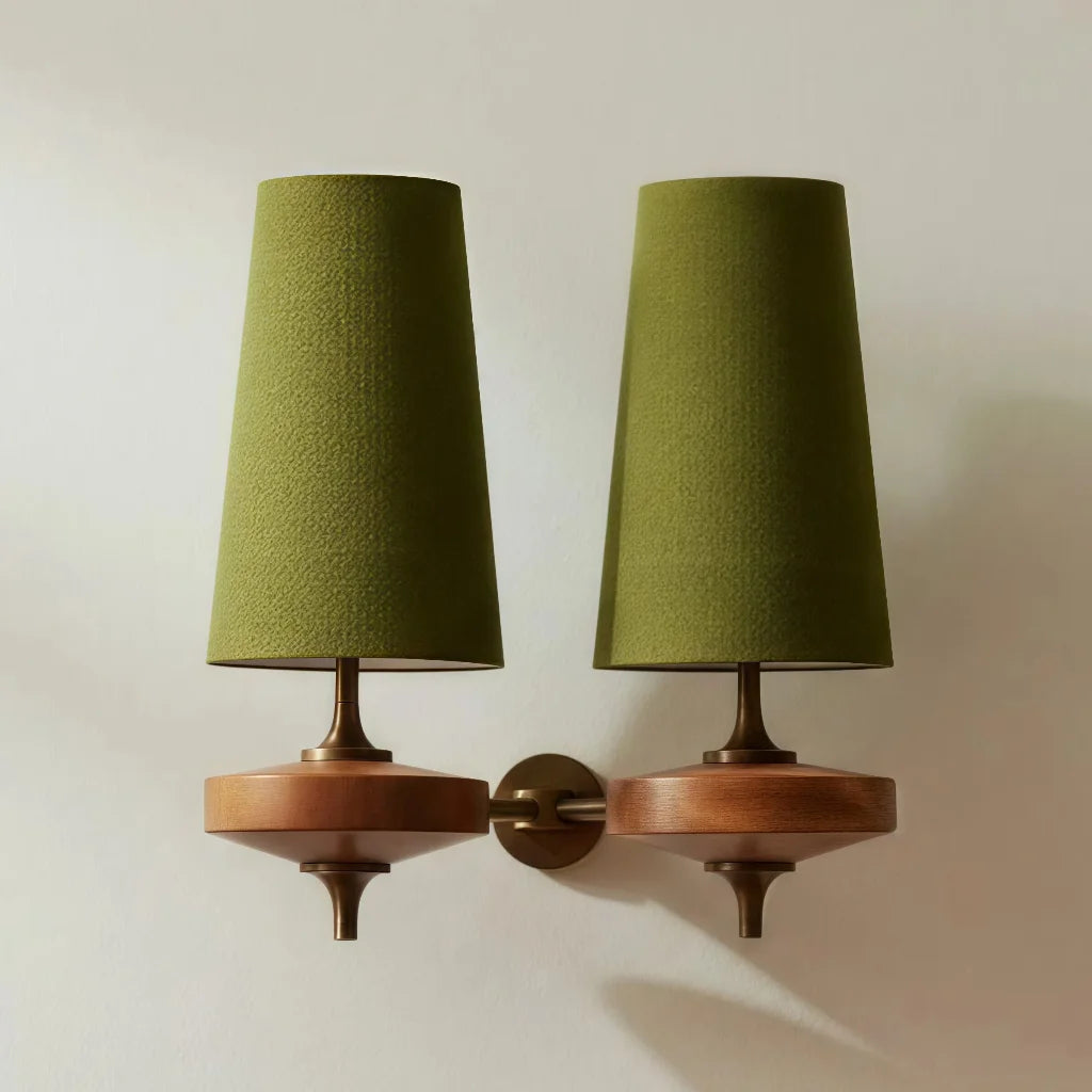 Kaelen Vintage Fabric Tapered Accent Wall Sconce 2heads grün sku.webp__PID:92a65413-87c5-4505-b27c-059c848ba541