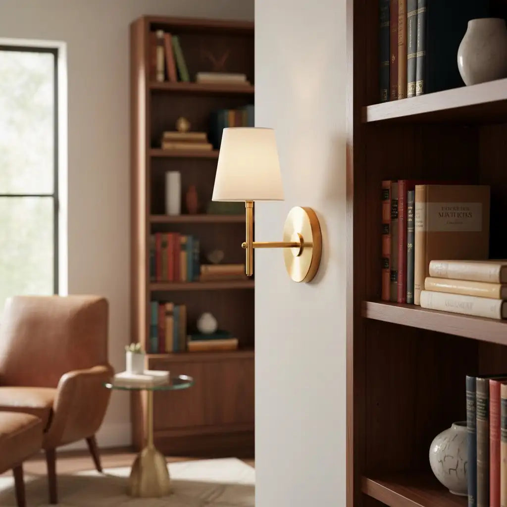 Kaelis Mid-Century Fabric Brass Wall Sconce14.webp__PID:a195186d-21d0-4ba2-8cfb-7d960e75da55