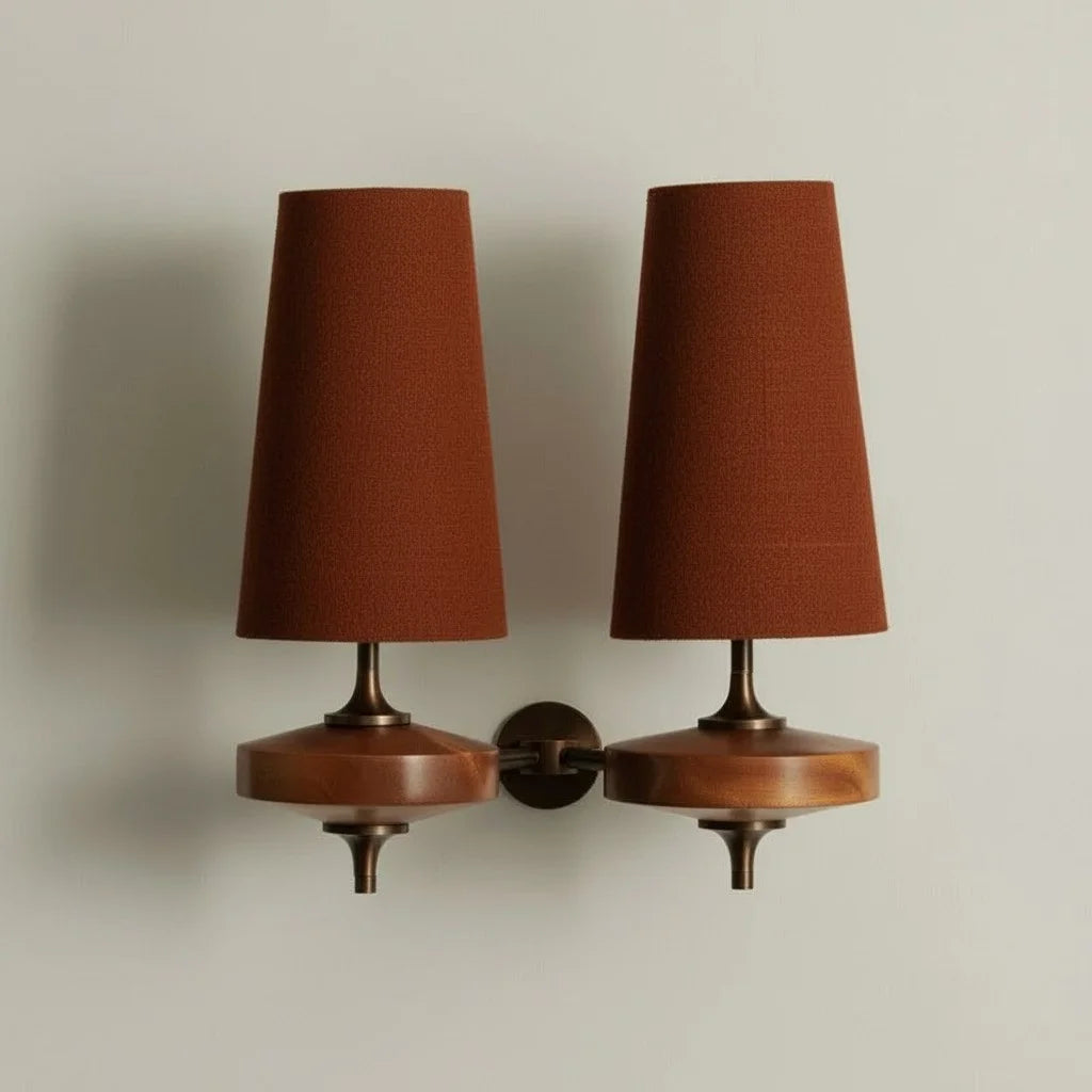 Kaelen Vintage Fabric Tapered Accent Wandleuchte 2 Köpfe rot sku.webp__PID:fe92a654-1387-45f5-85b2-7c059c848ba5