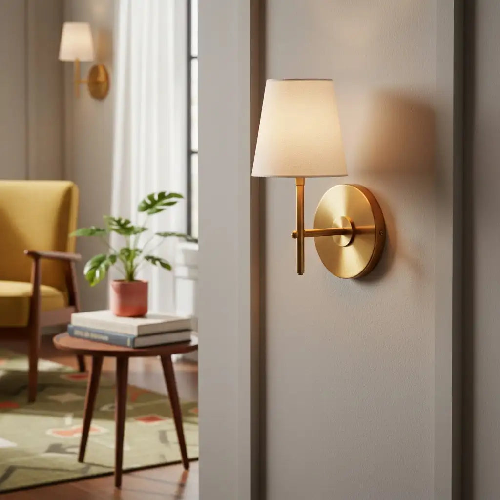 Kaelis Mid-Century Fabric Brass Wall Sconce9.webp__PID:82b3cd80-29a1-4518-ad21-d00ba2ccfb7d